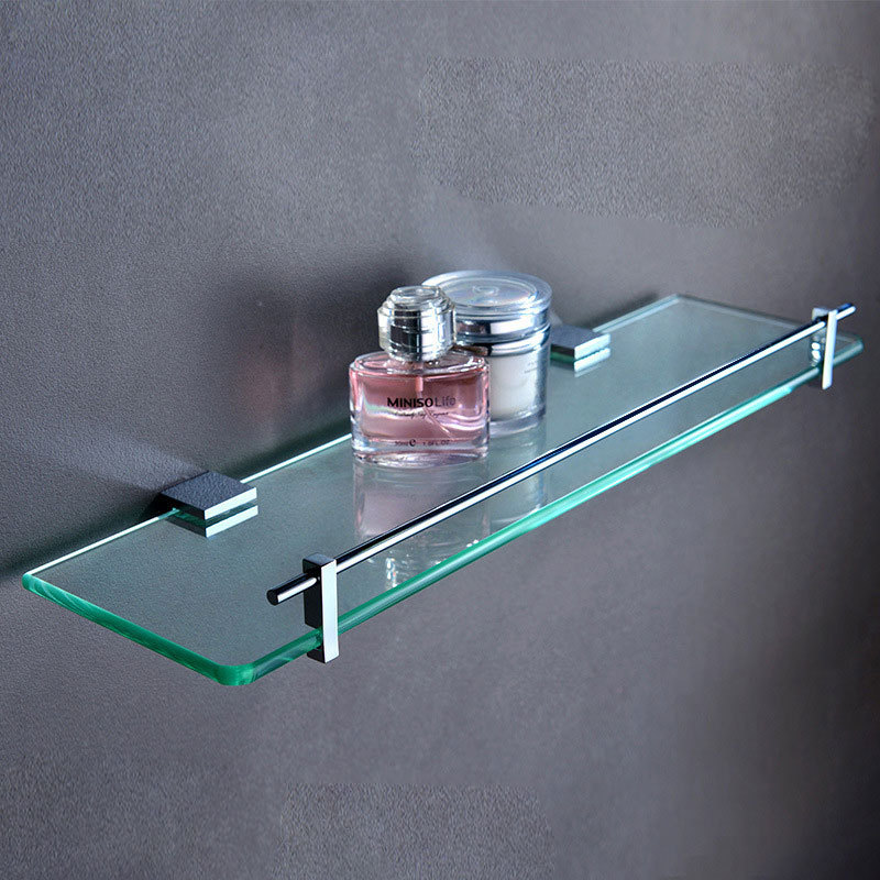 Glass shelf wall mounted single tier for bathroom shower bath single glass shelf