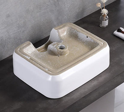 2020 New Ceramic Wash Hand Basin Bathroom Rectangular Washbasin Bathroom Sinks Countertop Sinks Hand Washing with Faucet Hole