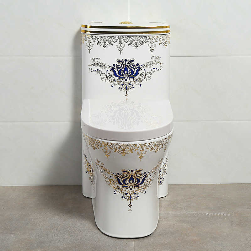 Sanitary Ware Golden Colored WC Toilet Bowl Ceramic Gold Flower Design Toilets