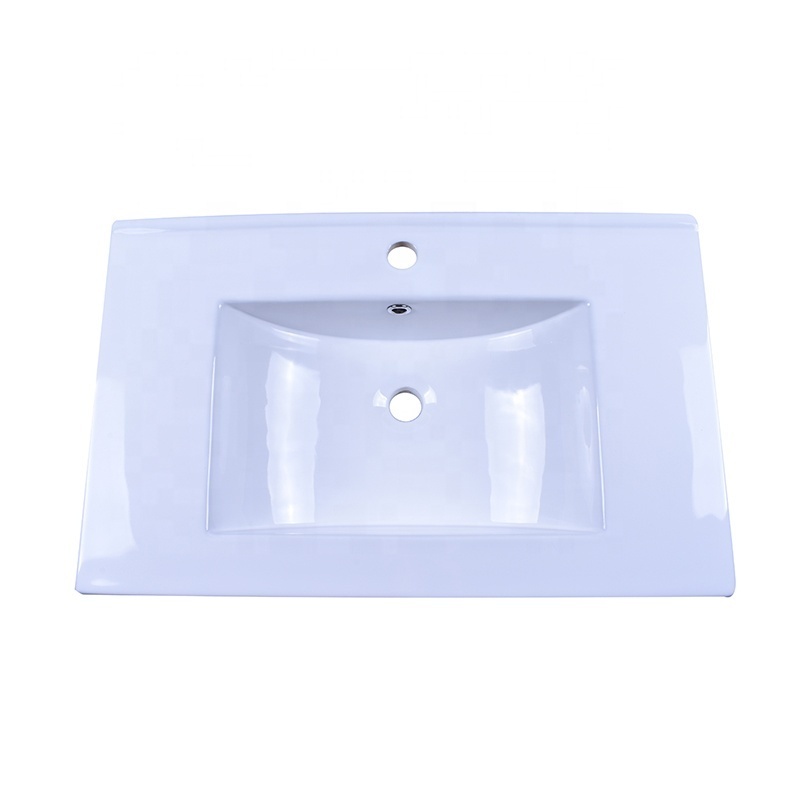 Commercial Ceramic All In One Piece Bathroom Sink And Countertop