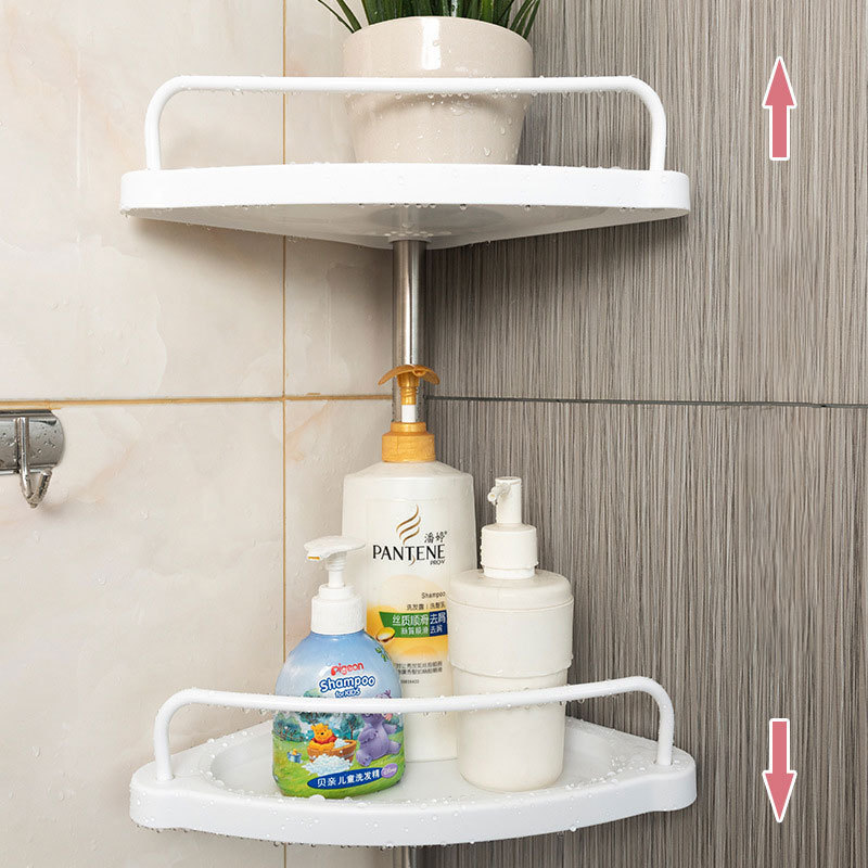 Modern hotel  wall mount telescopic tension pole storage holders corner shelf Shower caddy bathroom rack