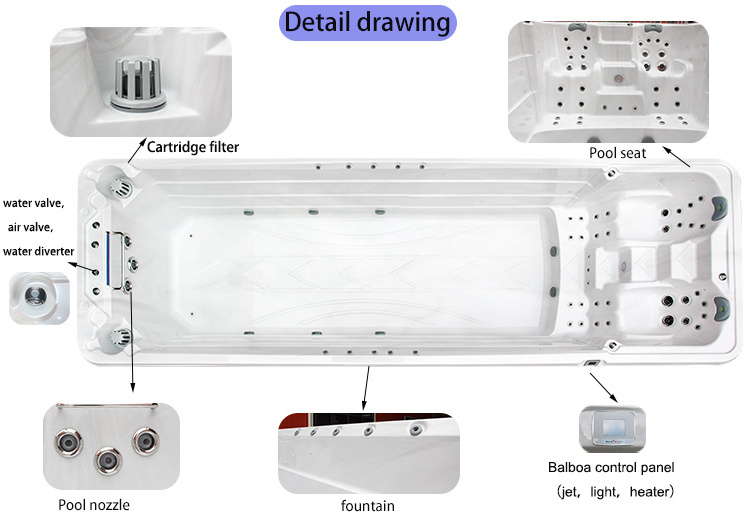 SW-70A2 EASE Hot sale large used swim spa outdoor to endless swimming pool