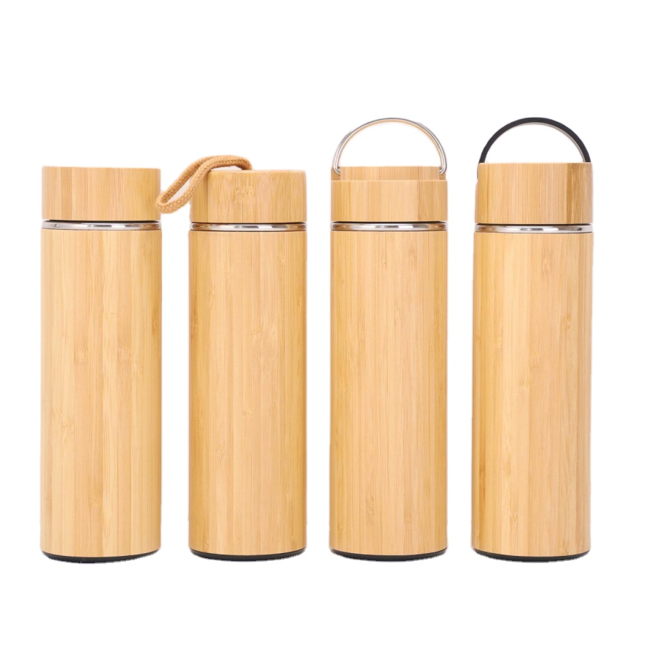 Bamboo Thermos Vacuum Flask Insulated Vaccum Stainless Steel Bamboo Thermal Coffee Tea Water Flask