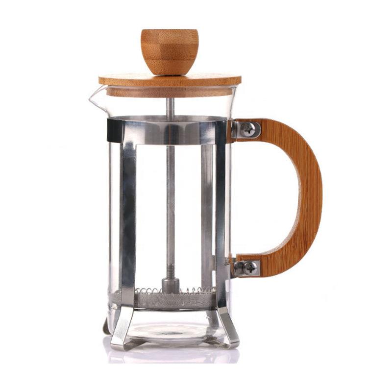 New Styles Glass Portable Bamboo Coffee French Press Bamboo Travel Mug With Handle