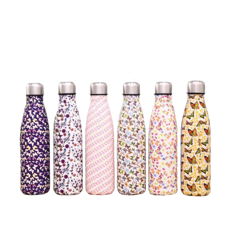 2020 New design 17oz 500ml Stainless Steel Sports Water Bottle Wood Double Wall Vacuum Insulated Coke Cola Shape Water Bottle