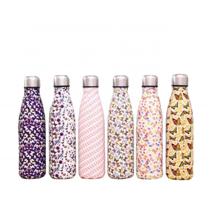 2020 New design 17oz 500ml Stainless Steel Sports Water Bottle Wood Double Wall Vacuum Insulated Coke Cola Shape Water Bottle