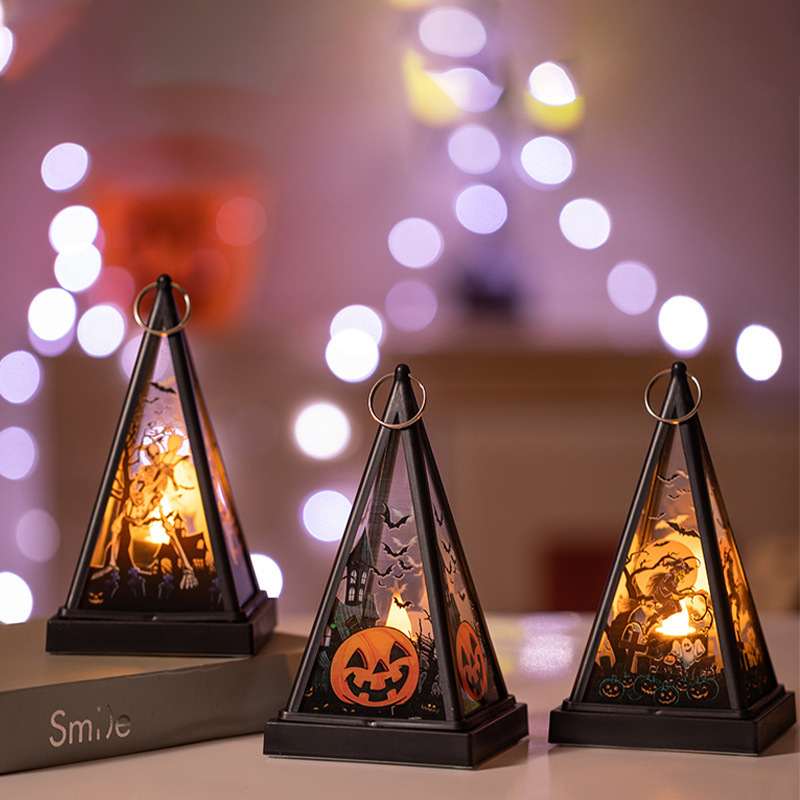 Festival Horror Decoration Props Pumpkin Lantern Halloween Candlestick Lights Ghost LED Electronic Candle Pumpkin Lights