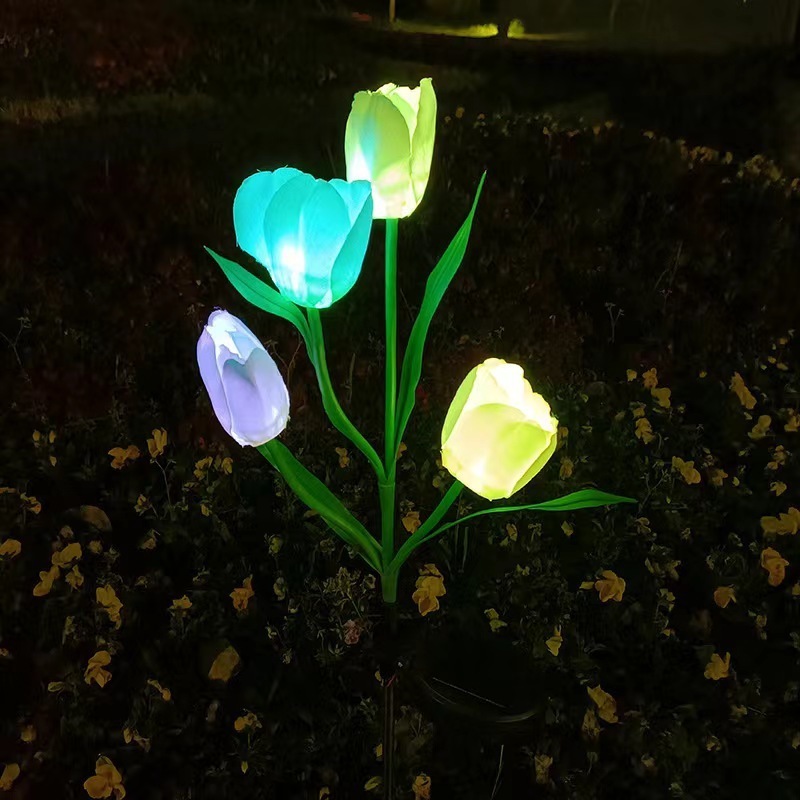 Simulated Tulip Flower Lantern Lawn Floor Insertion Lamp Solar flower  Spike Light