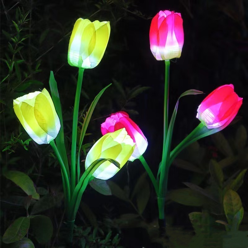 Simulated Tulip Flower Lantern Lawn Floor Insertion Lamp Solar flower  Spike Light