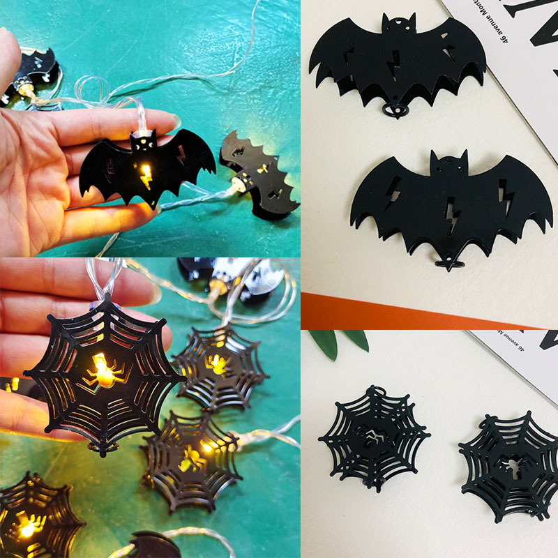 High Quality 10 LEDs Orange Pumpkins, Purple Bats, White Ghosts), Battery Operated String Lights for Halloween