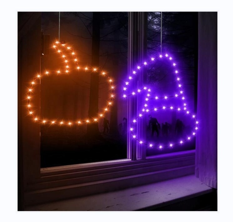 New arrival waterproof copper wire led string light with hat shape pumpkin shape battery box powered for garden halloween party