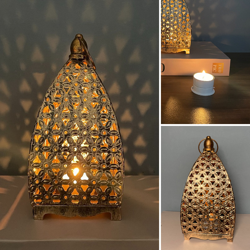 Morocco style Moon And Star Cutout Decorative Lantern For Floor And Ceiling Tealight And Candle Holder