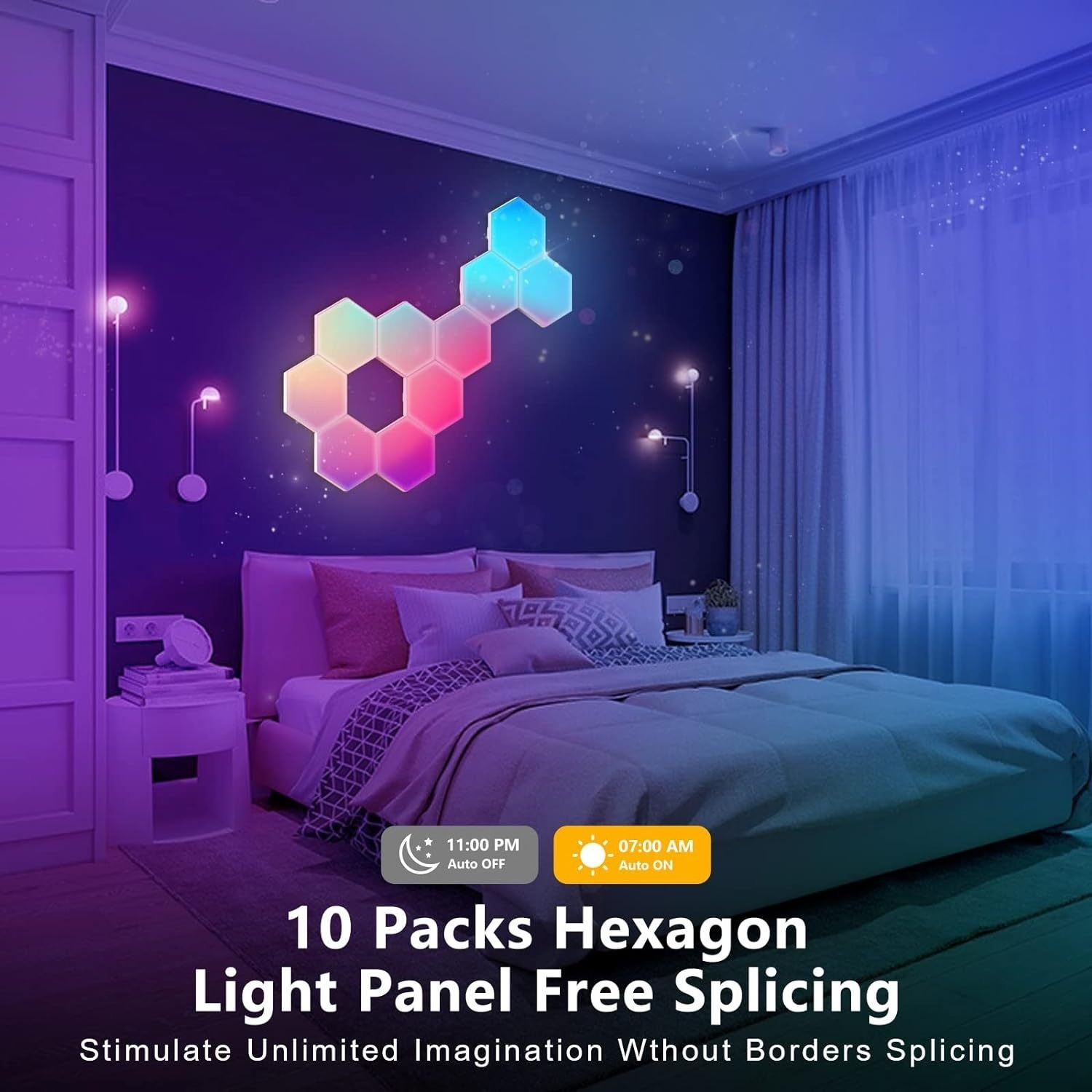 DIY Hexagon LED Light Magnetic Remote Control Smart Home Wall Panel Touch Sensitive Gaming RGB Night Lighting