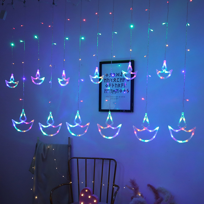 LED Diwali Curtain String Light Anchor Shape Diya For Christmas Holiday Party Wedding decoration