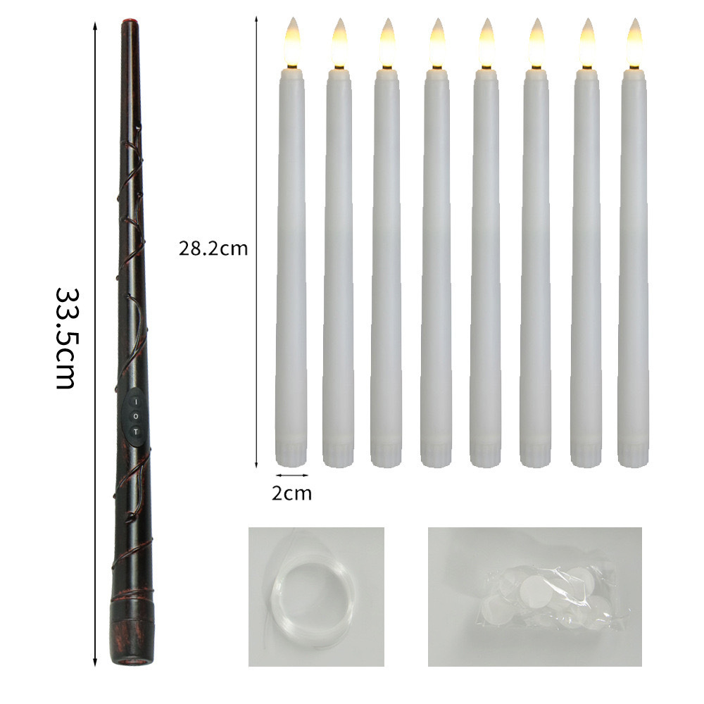 Floating Candles With Magic Wand Flickering Flameless Christmas Led Candle Light