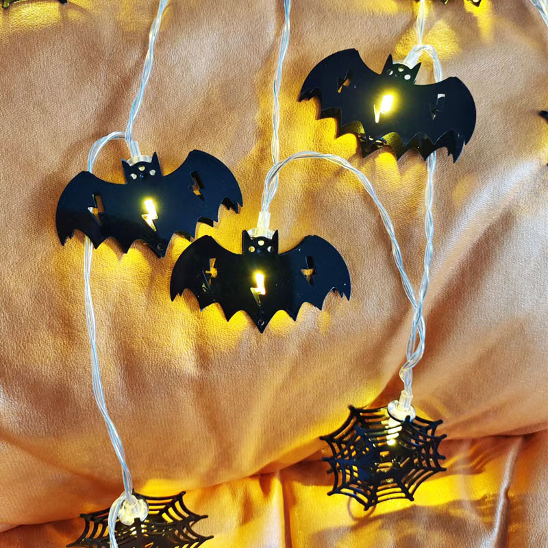 High Quality 10 LEDs Orange Pumpkins, Purple Bats, White Ghosts), Battery Operated String Lights for Halloween