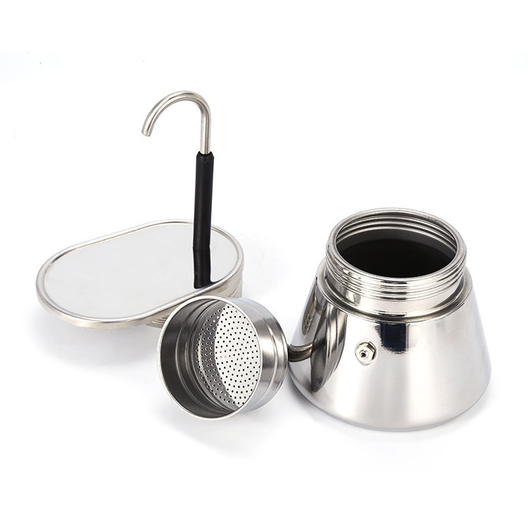 200ml  Stovetop Stainless Steel Outdoor Espresso Coffee Maker Camping Moka Pot