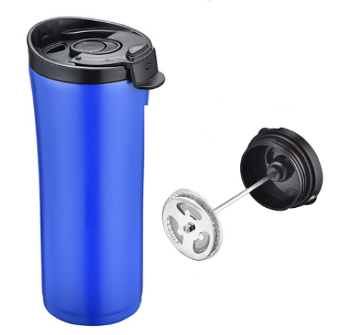 500 ML Portable Double Wall Vacuum Insulated Stainless Steel French Press Travel Coffee Mug Reusable Travel Thermos