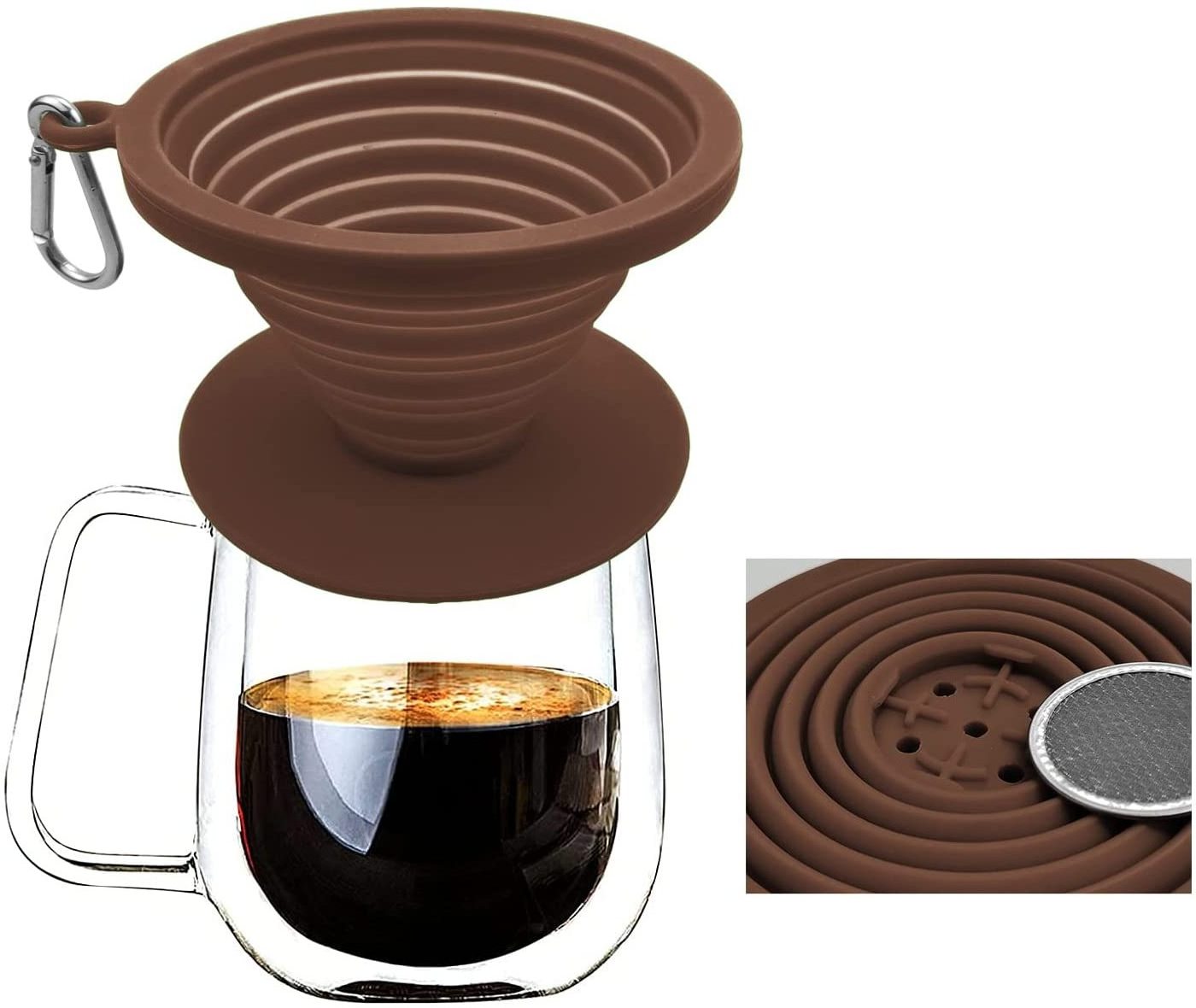 Reusable Collapsible Camping  Pour Over Filter Cone Silicone Coffee Filter Portable folding Silicone Coffee Dripper