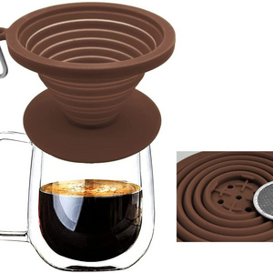 Reusable Collapsible Camping  Pour Over Filter Cone Silicone Coffee Filter Portable folding Silicone Coffee Dripper