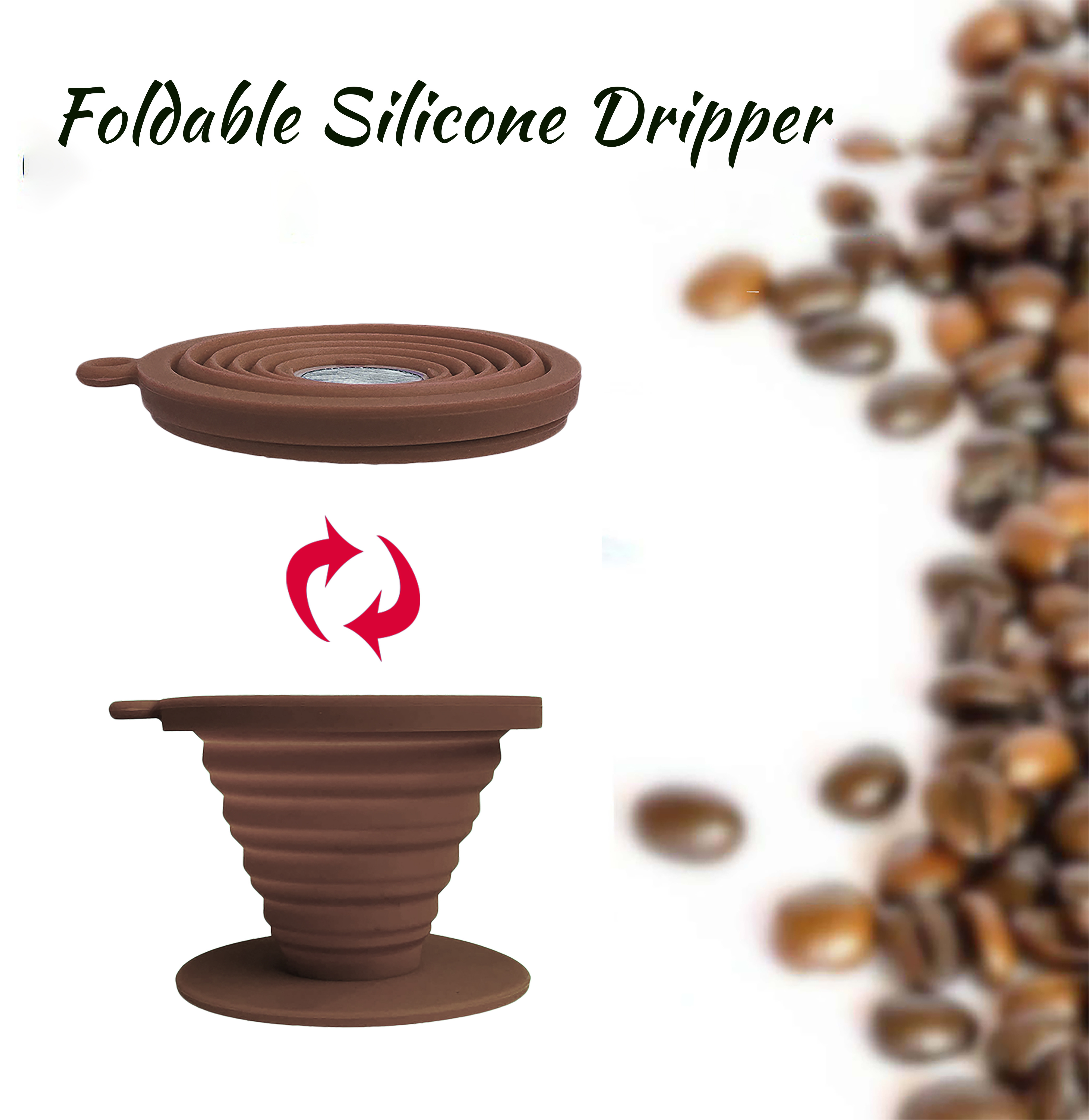 Reusable Collapsible Camping  Pour Over Filter Cone Silicone Coffee Filter Portable folding Silicone Coffee Dripper