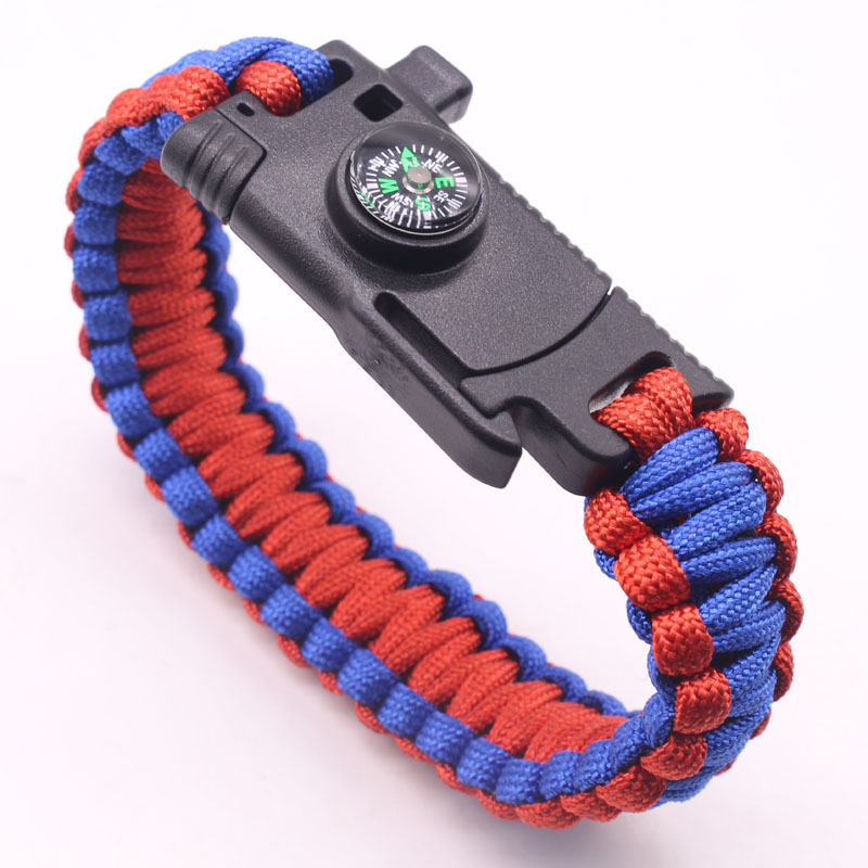 EYOUNG Camping Hiking 550lb Paracord Woven Outdoor Heavy Duty Paracord Knife Survival Bracelet With Fire Starter Compass Whistle