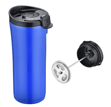 500 ML Portable Double Wall Vacuum Insulated Stainless Steel French Press Travel Coffee Mug Reusable Travel Thermos