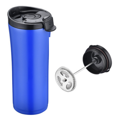 500 ML Portable Double Wall Vacuum Insulated Stainless Steel French Press Travel Coffee Mug Reusable Travel Thermos