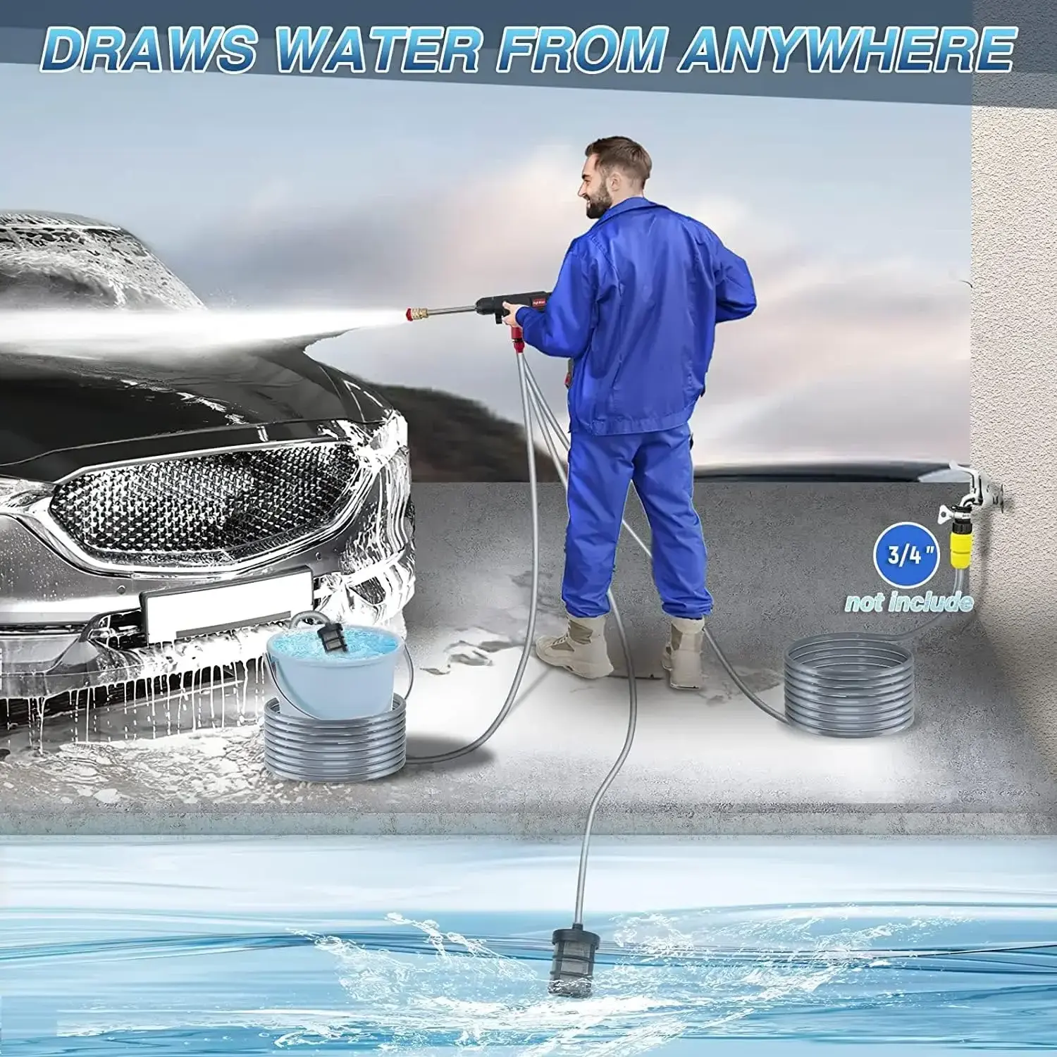 48 V Portable Small Car Washer Electric High Pressure Washer Series For Car Clean Automatic Pressure Washer Car Wash Machine