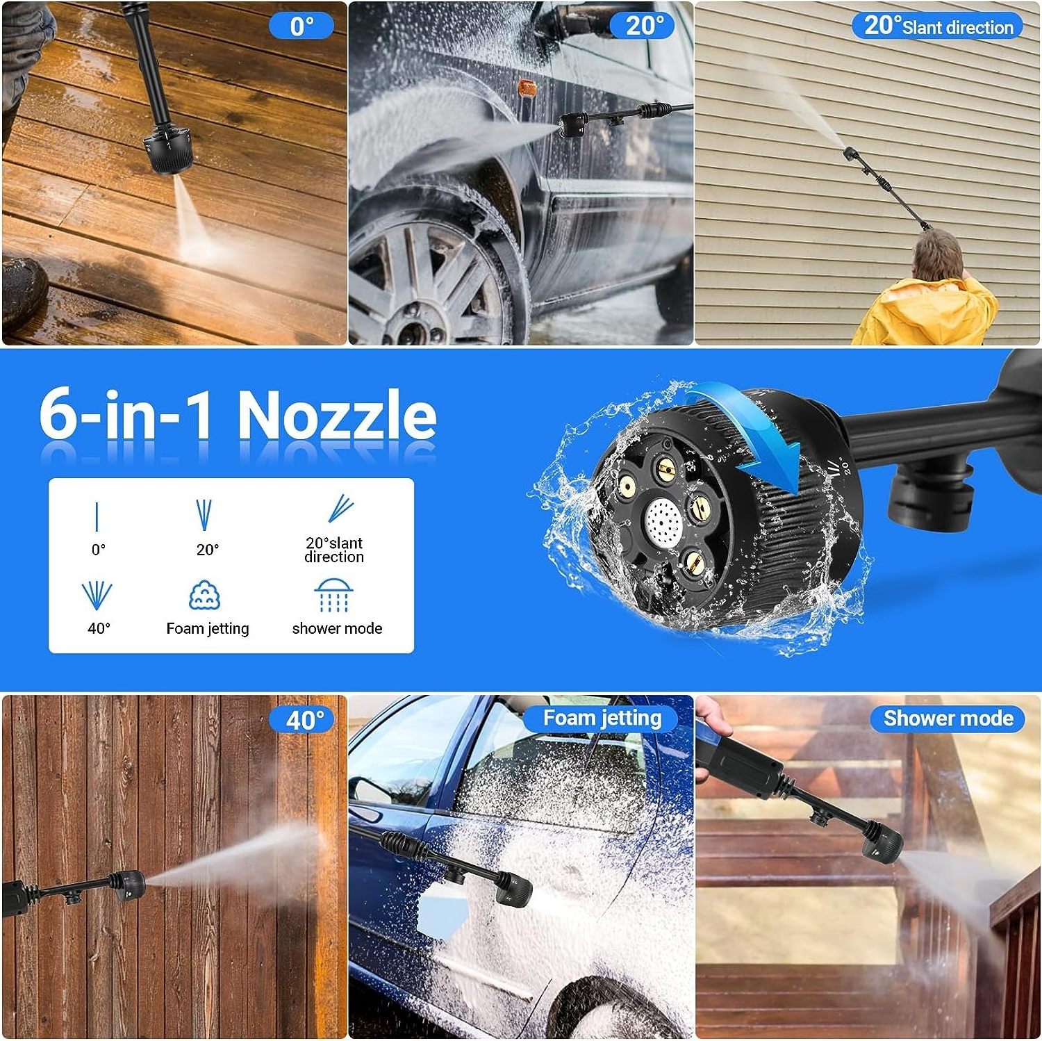 Portable Pressure Washer Pump Car Wash Cordless Wireless Car Wash Water Jet Foam Gun Car Washer