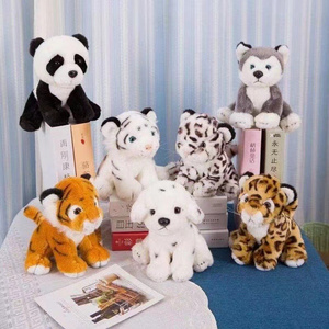 Factory Sale 15-45cm Cartoon Dalmatian Husky Tiger Panda Leopard Pillow Doll Stuffed Animal Plush Toys Sleeping Cushion For Kids