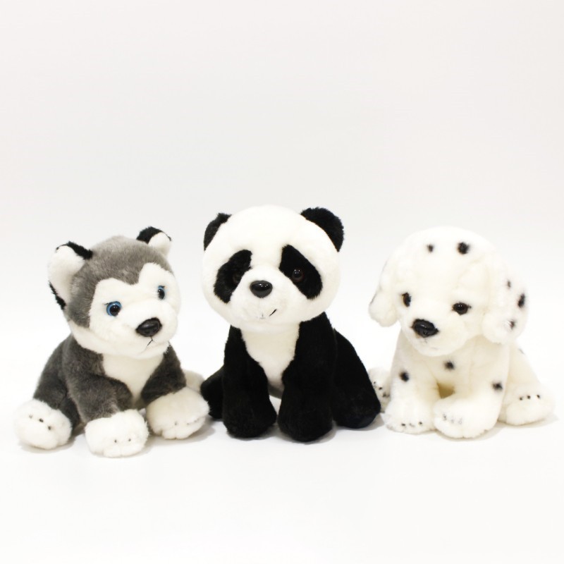 Factory Sale 15-45cm Cartoon Dalmatian Husky Tiger Panda Leopard Pillow Doll Stuffed Animal Plush Toys Sleeping Cushion For Kids