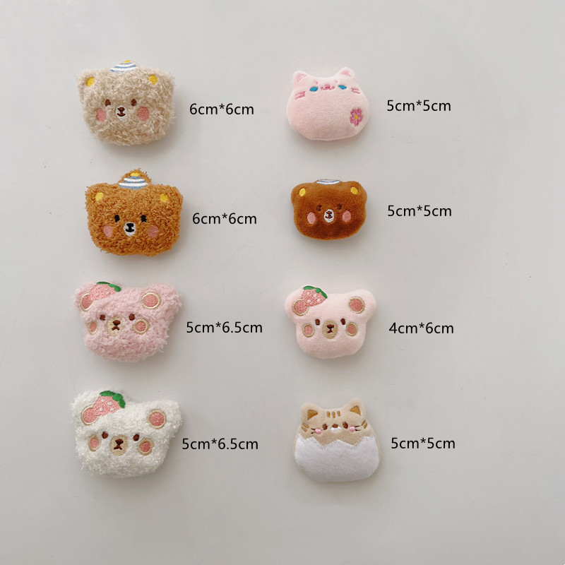 Wholesale Cartoon 6cm Pink Brown Teddy Bear Mini Plush Toy Strawberry Bear Brooch Kitten Safety Badge Pins Bear Hanging Ornament