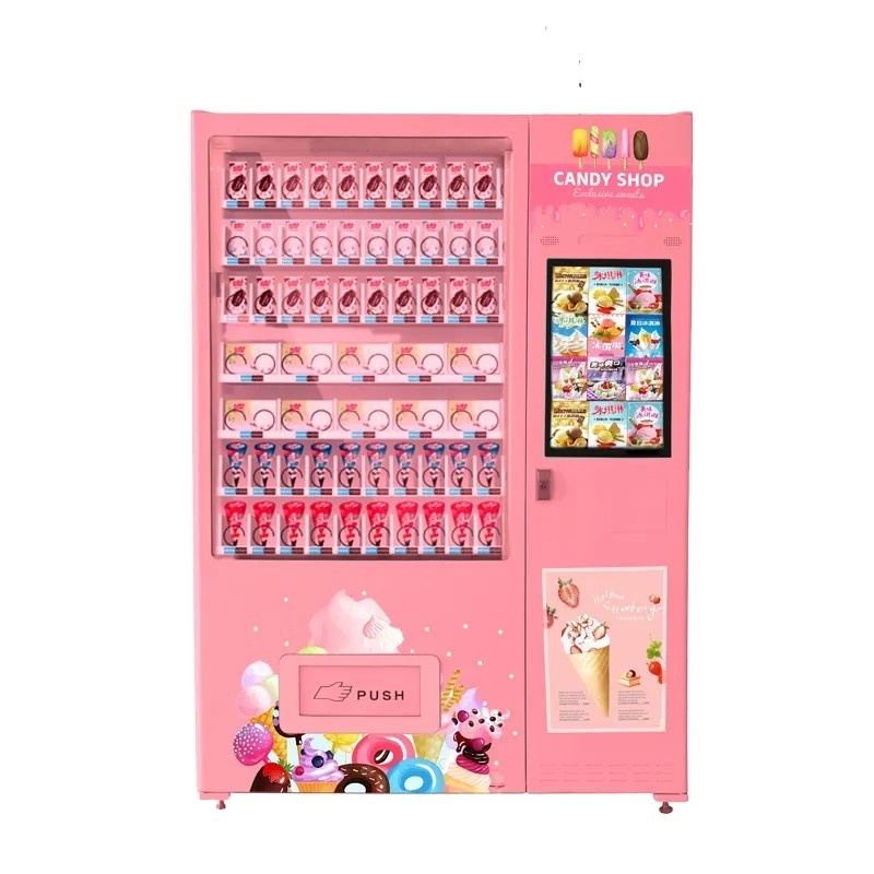 Frozen Food pink Vending Machine ice and water vending machine