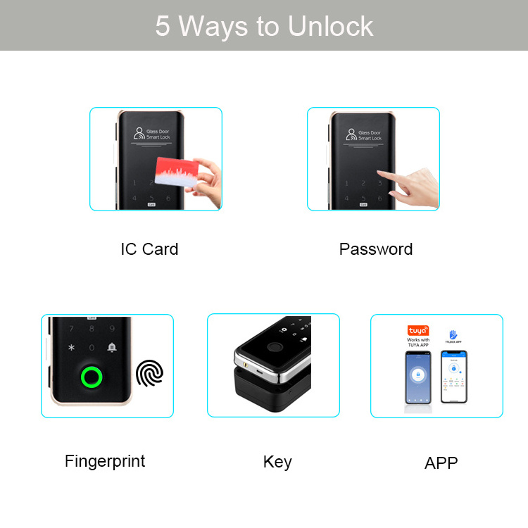 Easloc High Security Electric Digital Fingerprint Smart Safety Sliding Glass Door Lock with TTlock app for Front Door