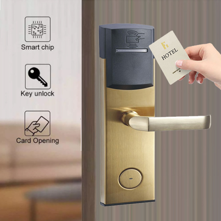 Popular Model Hotel Smart Door Lock Stainless Steel Material Card and Key Door Lock