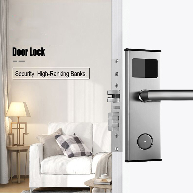 RF Hotel Wooden Door Lock Smart RFID Card Or Mechanical Key Unlock lock