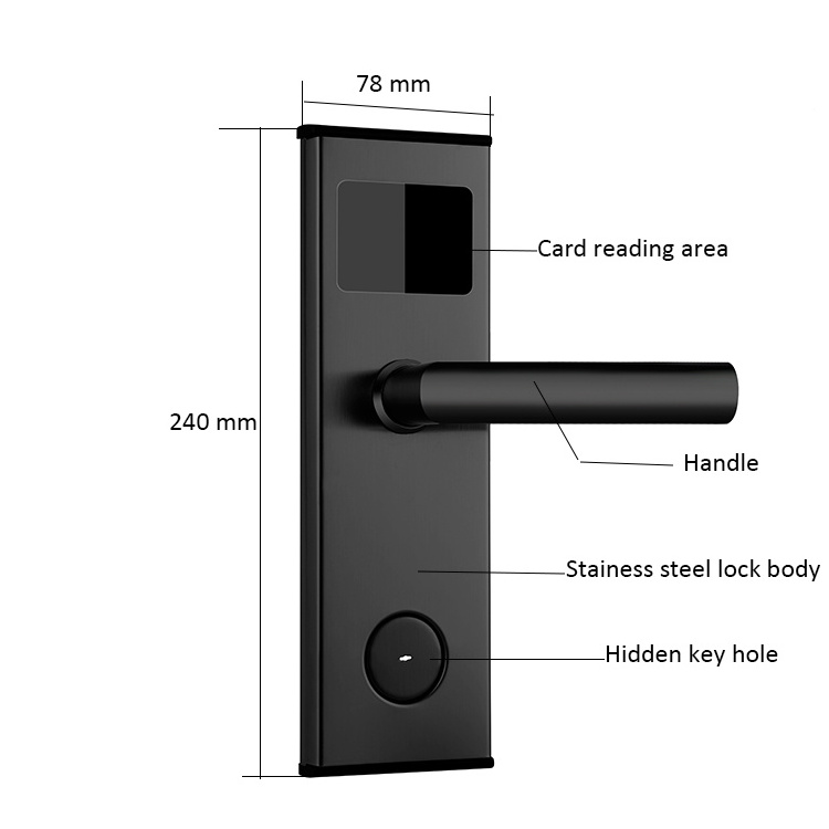 RF Hotel Wooden Door Lock Smart RFID Card Or Mechanical Key Unlock lock