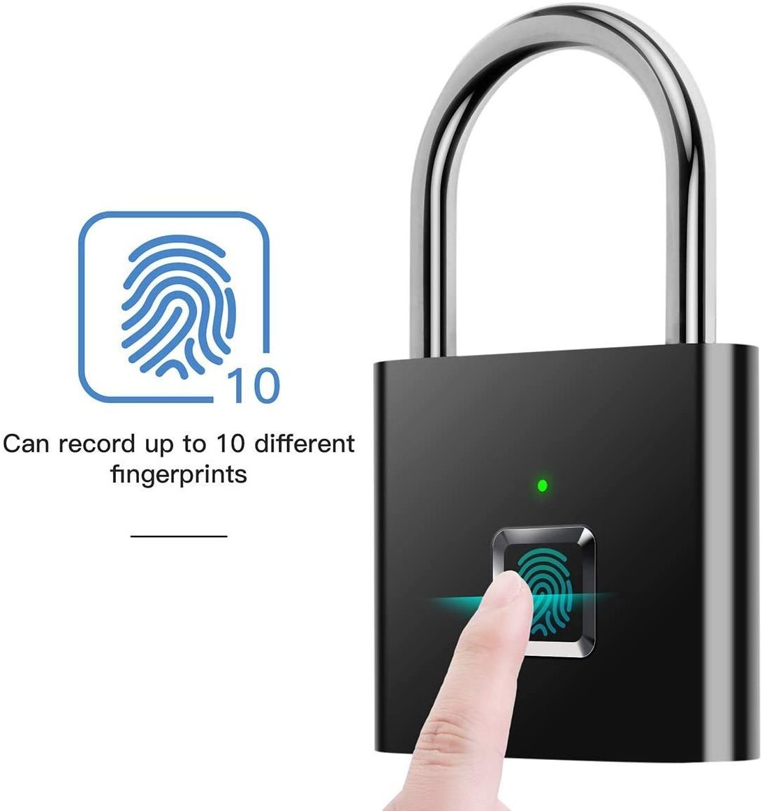 Smart Waterproof Locker Keyless Thumbprint Gym Lock Black Silver Color Fingerprint Padlock