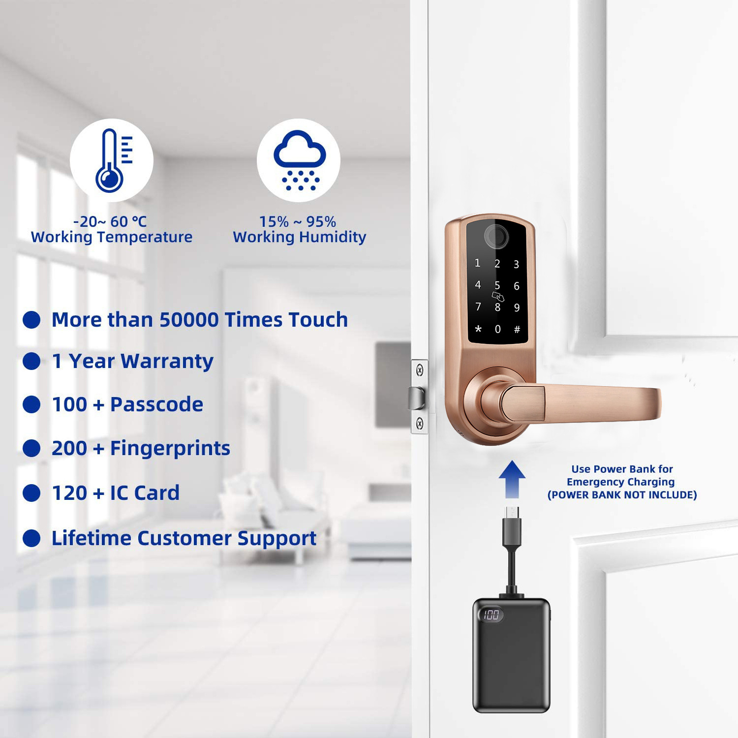 Competitive Price fechadura digital Keyless Smart Finger print Door Lock TT Lock