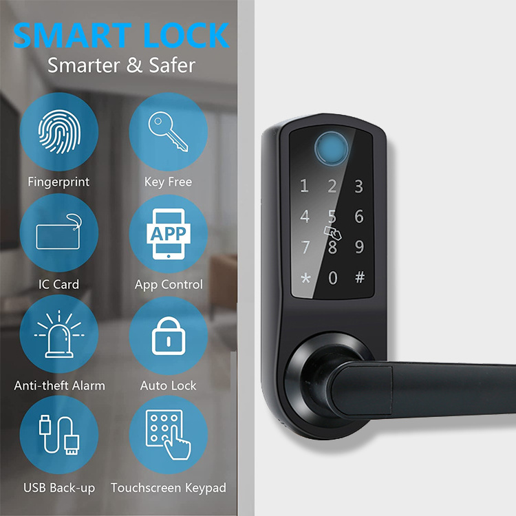 High Security Deadbolt Smart Anti-theft TTlock Bluetooth Door Lock with Smart Fingerprint