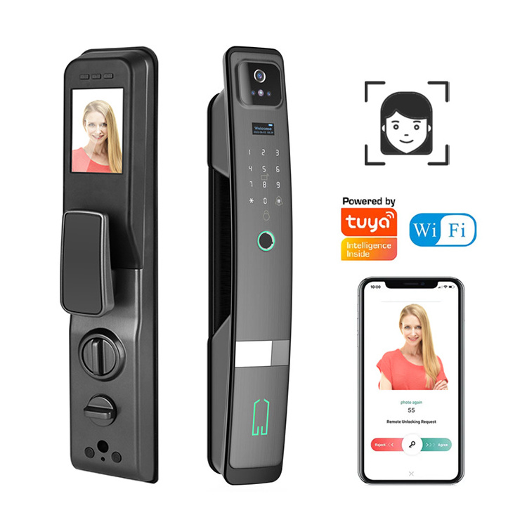 Easloc Electronic Biometric Fingerprint 3D Face Recognition Tuya Smart Door Lock with Camera for Front Door