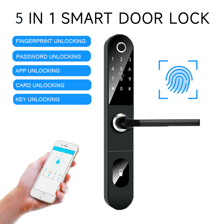 Safety Digital Electronic Handle Smart Lock Touch Screen Biometric Fingerprint Grill Door Lock with Ble WiFi TTlock App for Home