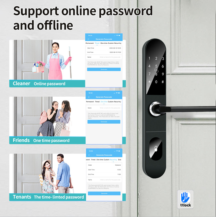 Easloc Digital Door Lock TTlock app Code Change Password Keyless Smart Door Handle Lock for Aluminum Sliding Door