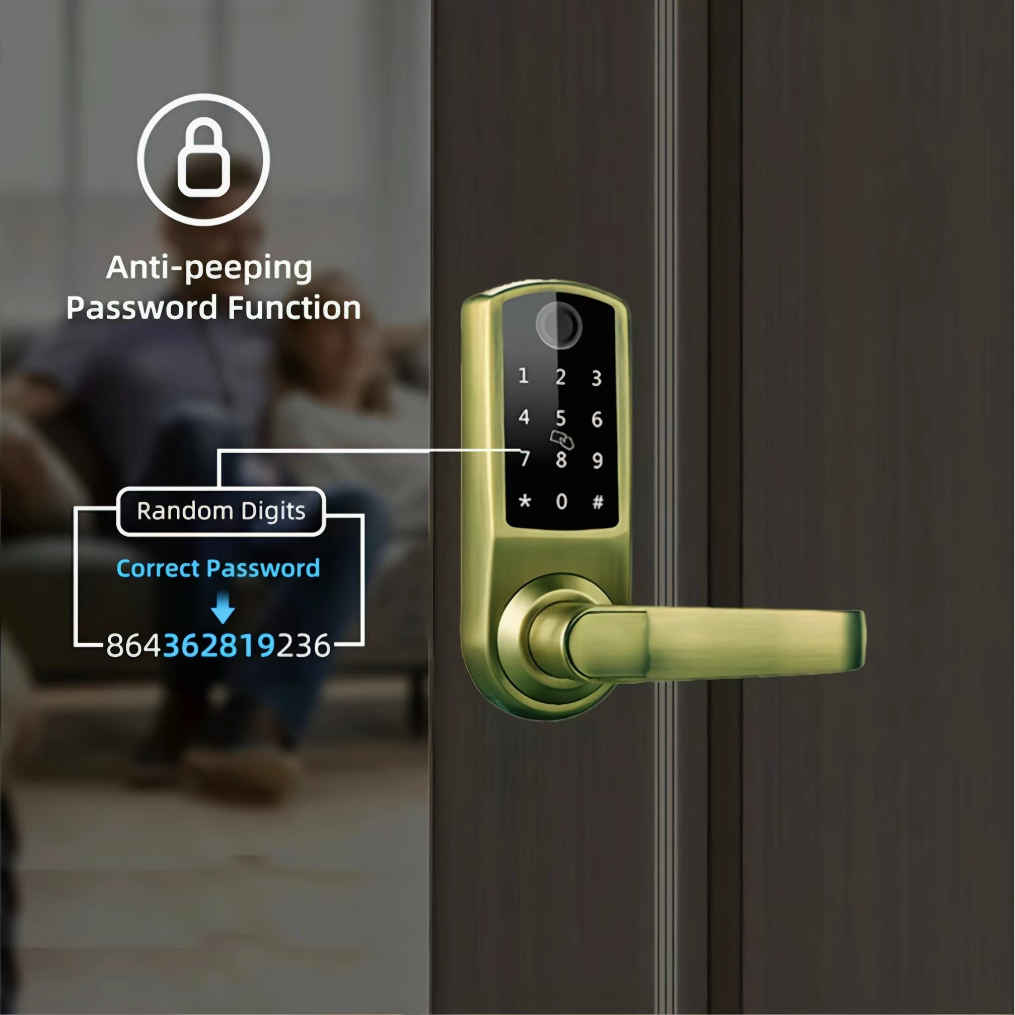 High Security Smart Front Door Finger print and Password Single Lock Deadbolt Keyless Door Lock for Wood Door