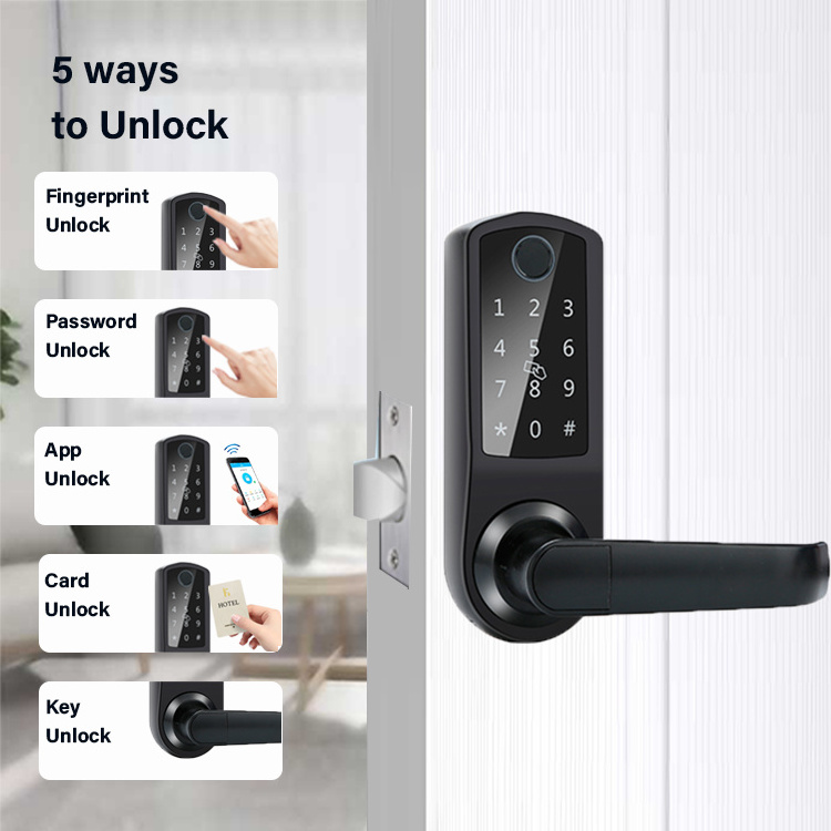 High Security Smart Front Door Finger print and Password Single Lock Deadbolt Keyless Door Lock for Wood Door