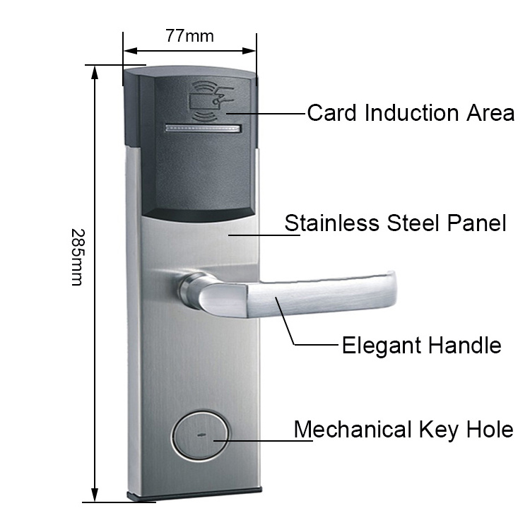 Popular Model Hotel Smart Door Lock Stainless Steel Material Card and Key Door Lock