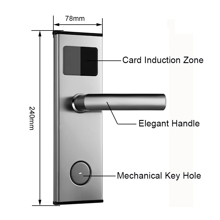 Black Color ASNI Mortise Electronic Keyless Hotel Smart Key Card Door Lock