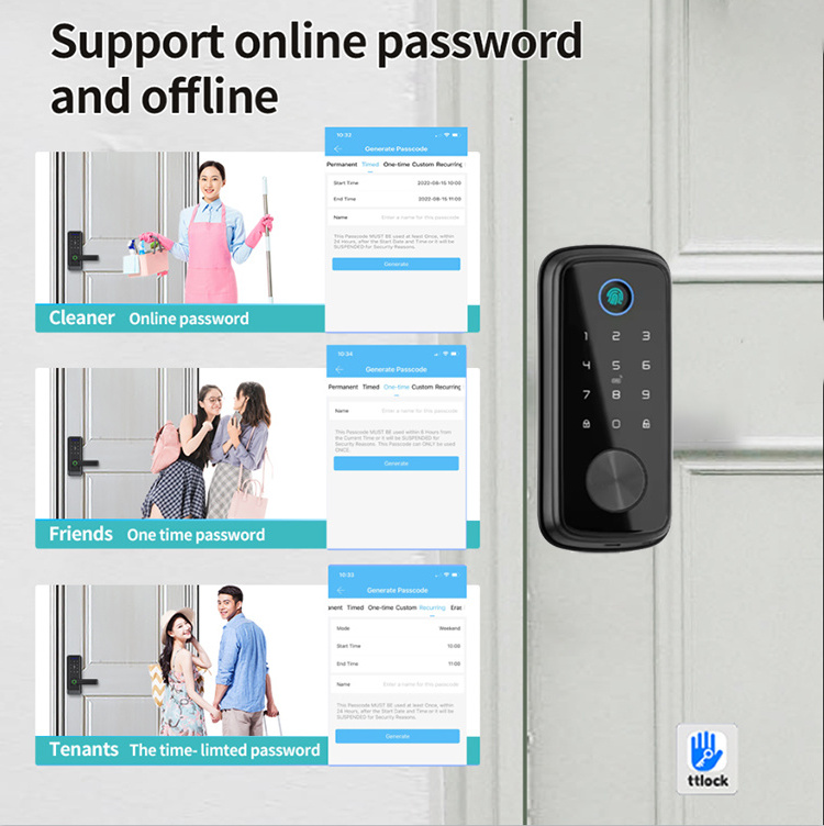 Easloc Digital Door Lock Keypad Deadbolt Con WiFi App Keys NFC Card Password Door Lock for Fingerprint Door Smart Lock