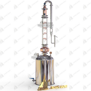 Popular Brewery Equipment Alcohol Distiller 50L 100L 150L 200L 4'' 6'' Copper Bubble Plate Glass Distillation Column Still